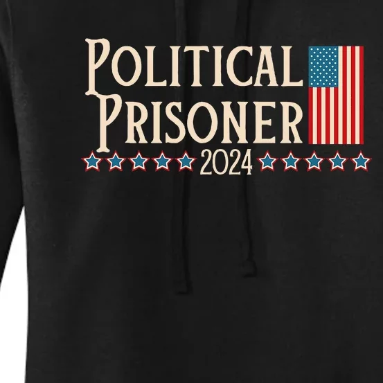 Political Prisoner 2024 Vote Trump November 5 American Flag Women's Pullover Hoodie