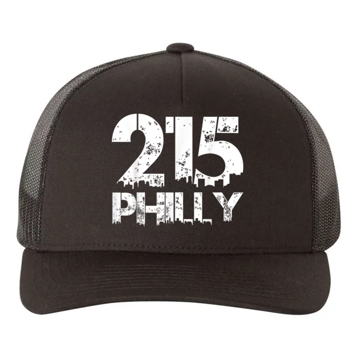 Philadelphia Philly 215 Area Code Distressed Gritty Yupoong Adult 5-Panel Trucker Hat