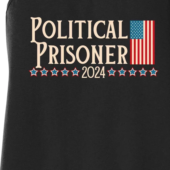 Political Prisoner 2024 Vote Trump November 5 American Flag Women's Racerback Tank