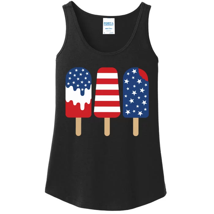 Patriotic Popsicle 4th Of July Family Ladies Essential Tank