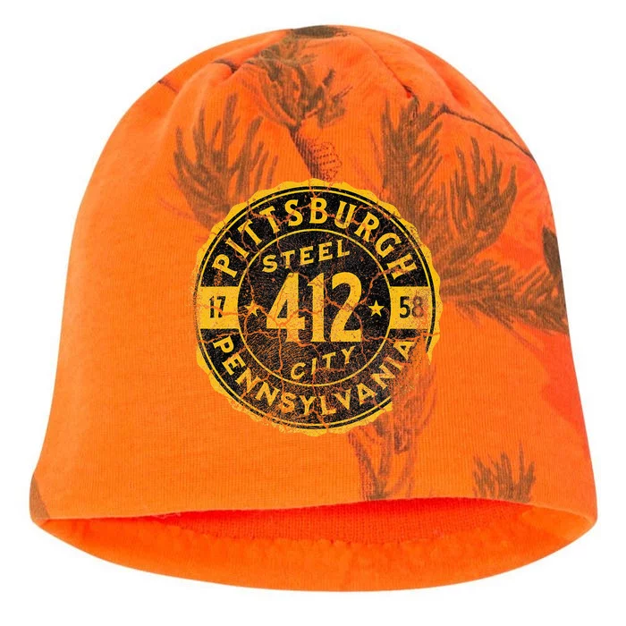 Pittsburgh Pennsylvania 412 Steel City Home Vintage Kati - Camo Knit Beanie