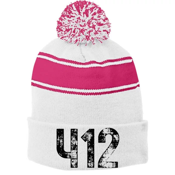 Pittsburgh Pennsylvania 412 Steel City Home Pride Stripe Pom Pom Beanie