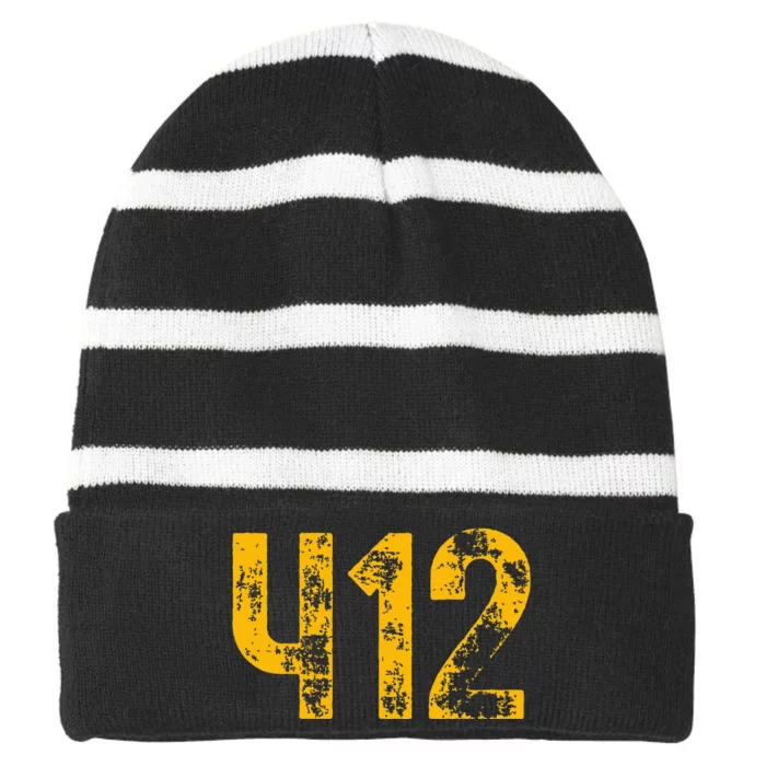 Pittsburgh Pennsylvania 412 Steel City Home Pride Striped Beanie with Solid Band