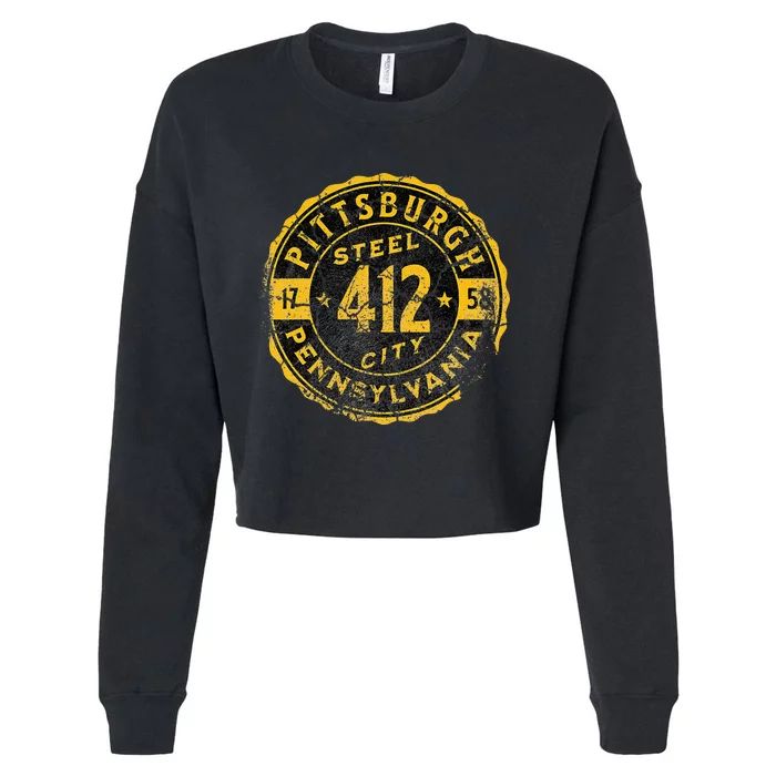 Pittsburgh Pennsylvania 412 Sl City Home Vintage Cropped Pullover Crew