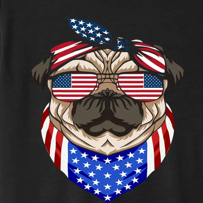 Patriotic Pug 4th Of July Cute Dog American Flag Sunglasses ChromaSoft Performance T-Shirt