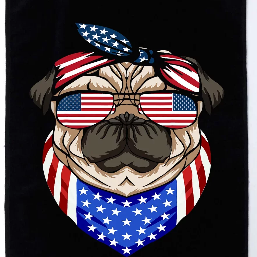 Patriotic Pug 4th Of July Cute Dog American Flag Sunglasses Platinum Collection Golf Towel