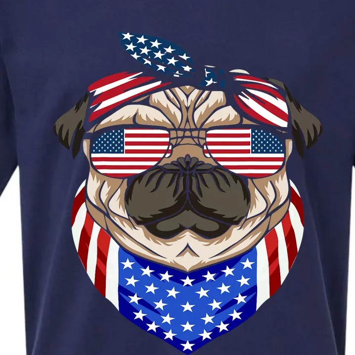 Patriotic Pug 4th Of July Cute Dog American Flag Sunglasses Sueded Cloud Jersey T-Shirt