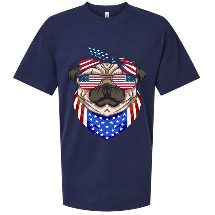 Patriotic Pug 4th Of July Cute Dog American Flag Sunglasses Sueded Cloud Jersey T-Shirt