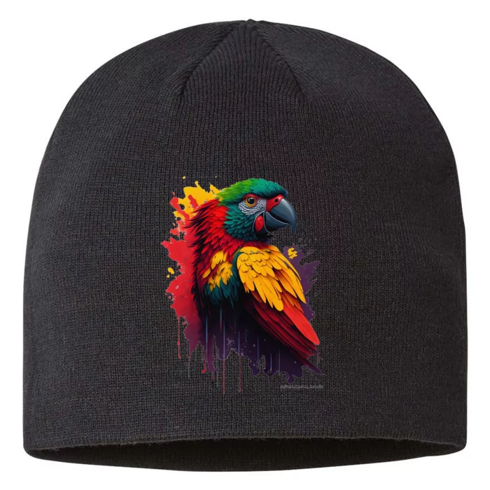 Parrot Parakeet artistic impression 8 1/2in Sustainable Knit Beanie