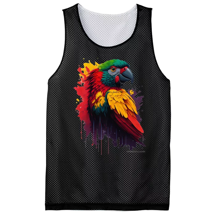 Parrot Parakeet artistic impression Mesh Reversible Basketball Jersey Tank