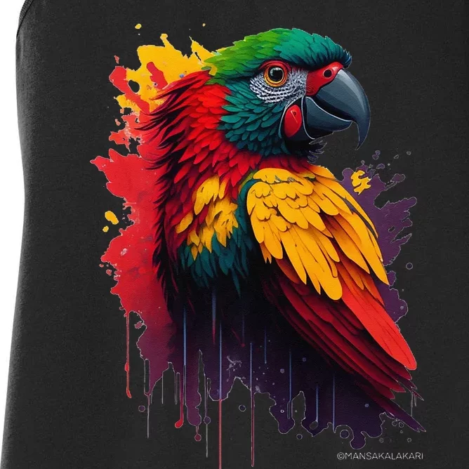 Parrot Parakeet artistic impression Women's Racerback Tank