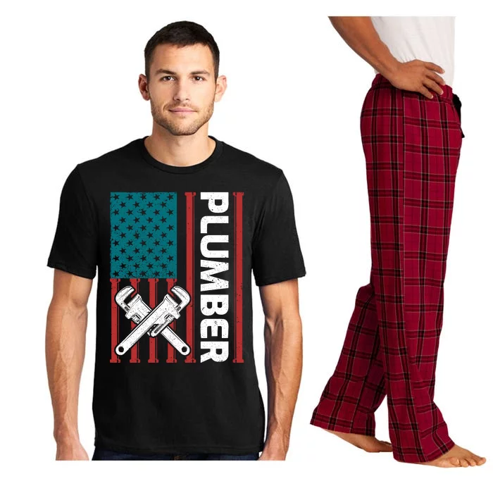 Plumber Patriotic American Flag Funny Plumber Pajama Set