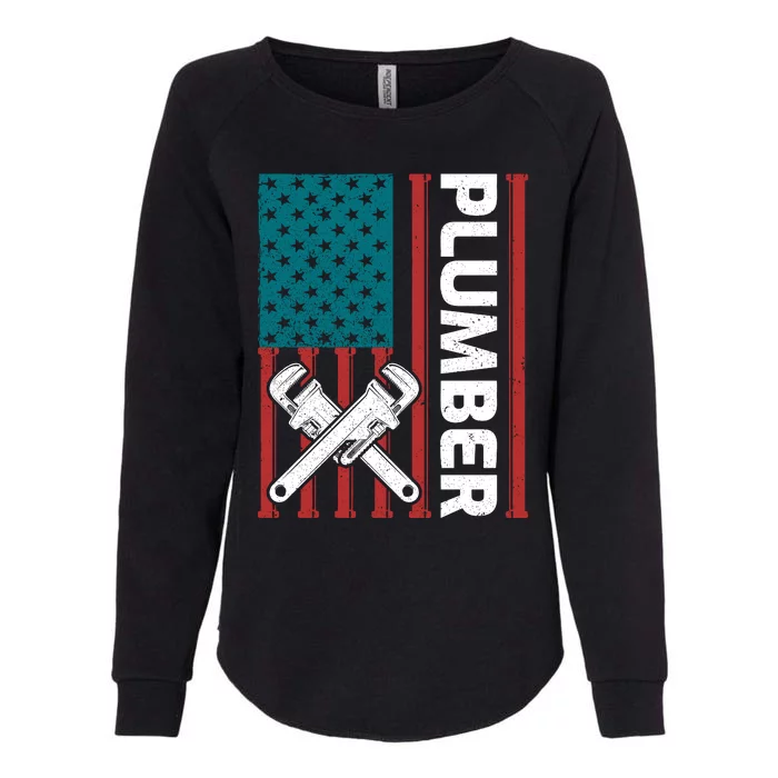 Plumber Patriotic American Flag Funny Plumber Womens California Wash Sweatshirt