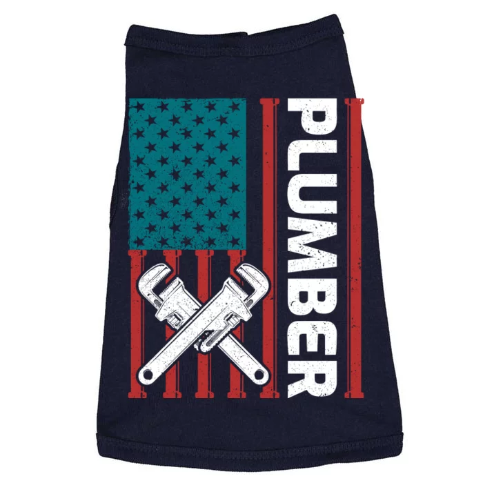 Plumber Patriotic American Flag Funny Plumber Doggie Tank