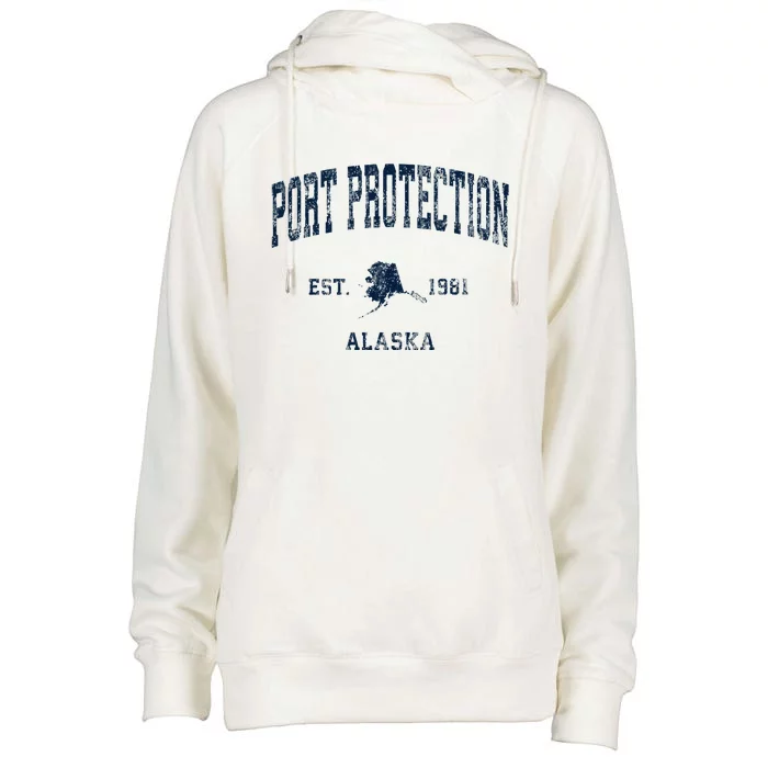 Port Protection Alaska Ak Vintage Athletic Womens Funnel Neck Pullover Hood