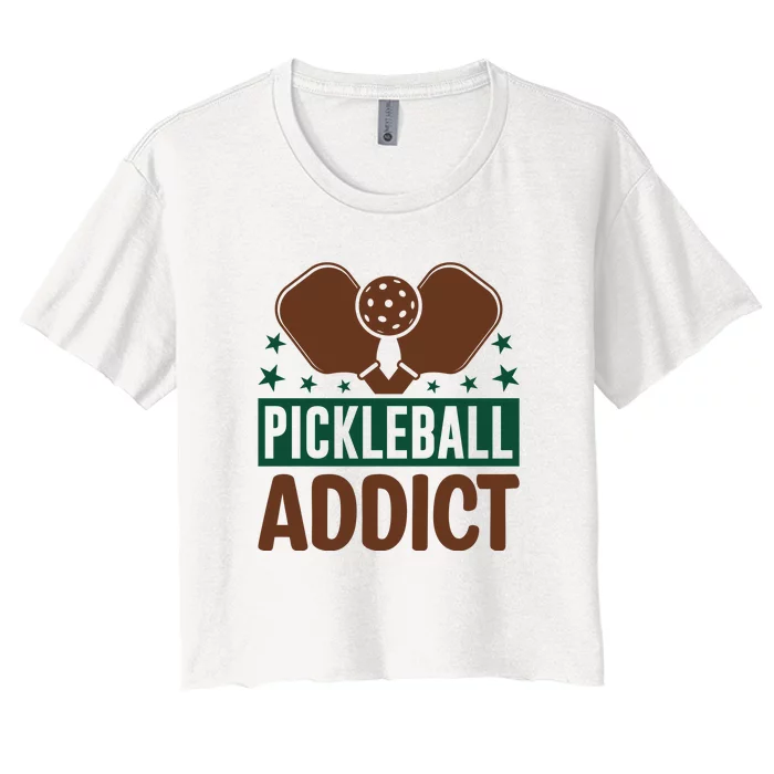 Paddles Pickleball Addict Gift For Player Team Sport Women's Crop Top Tee