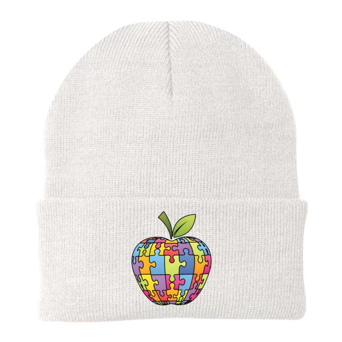 Puzzle Piece Apple Autism Teacher Knit Cap Winter Beanie