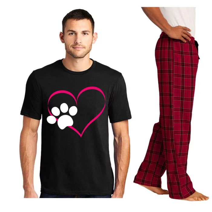 Paw Print And Heart Dog Lovers And Dog Mamas Fur Mom Gift Pajama Set