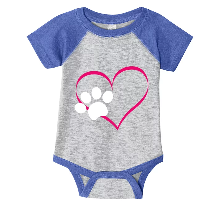 Paw Print And Heart Dog Lovers And Dog Mamas Fur Mom Gift Infant Baby Jersey Bodysuit