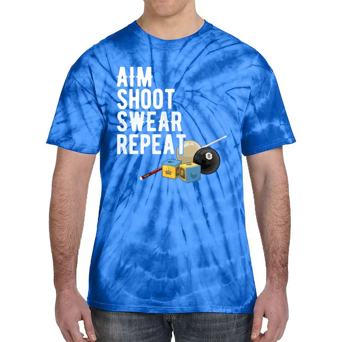 Pool Player Aim Shoot Swear Repeat BilliardS Hall Gift Tie-Dye T-Shirt