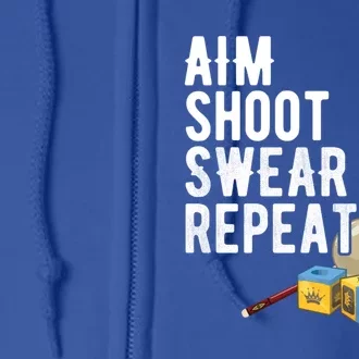 Pool Player Aim Shoot Swear Repeat BilliardS Hall Gift Full Zip Hoodie