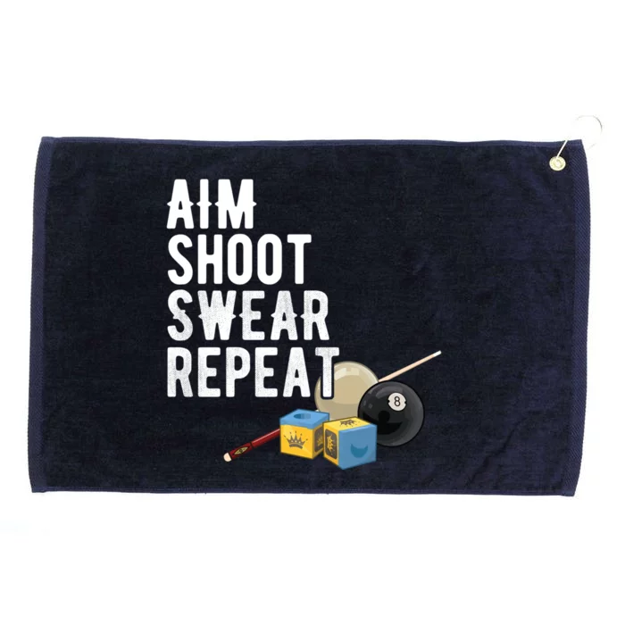 Pool Player Aim Shoot Swear Repeat BilliardS Hall Gift Grommeted Golf Towel