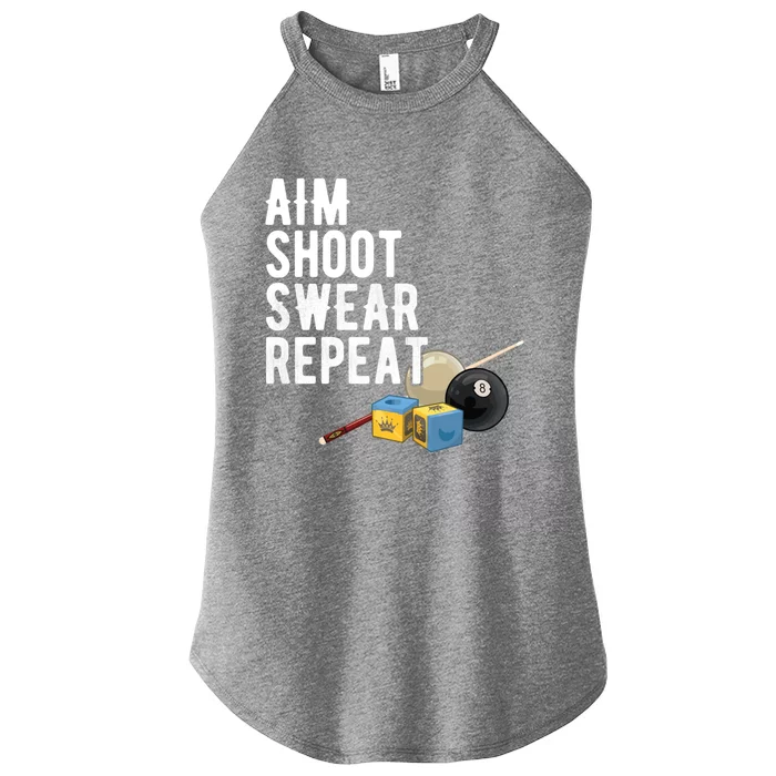 Pool Player Aim Shoot Swear Repeat BilliardS Hall Gift Women’s Perfect Tri Rocker Tank