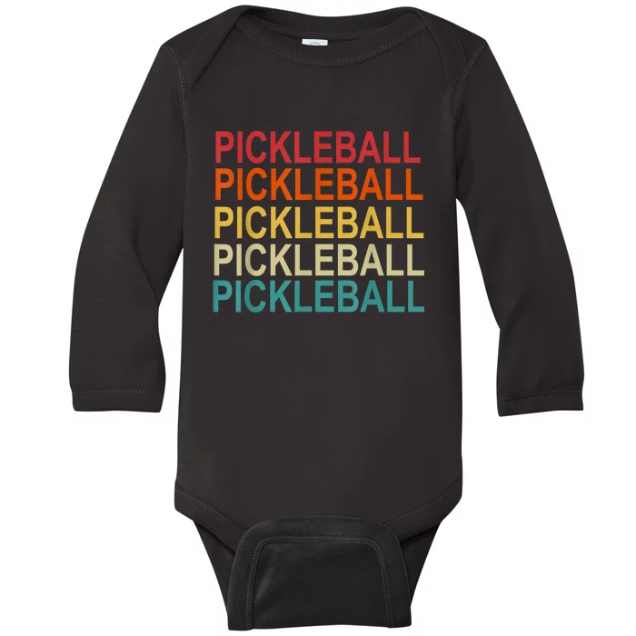 Pickleball Player And Pickleball Lovers Retro Pickleball Baby Long Sleeve Bodysuit