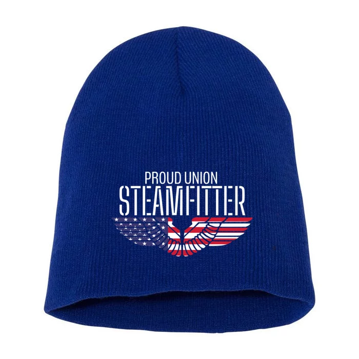 Patriotic Proud American Pro Trade Union Steamfitter Gift Short Acrylic Beanie