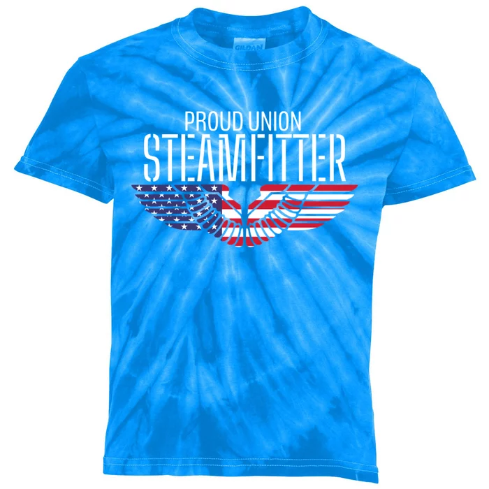 Patriotic Proud American Pro Trade Union Steamfitter Gift Kids Tie-Dye T-Shirt