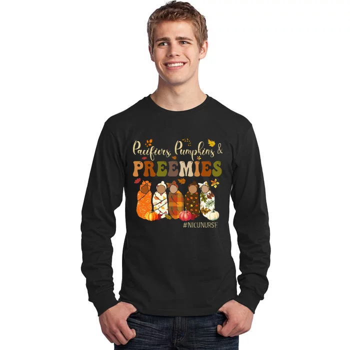 Pacifiers Pumpkins And Preemies Fall Autumn Nicu Nurse Tall Long Sleeve T-Shirt