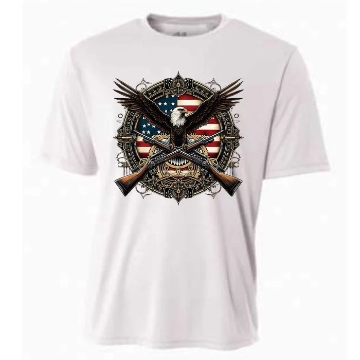 Proud Patriot American Flag Bald Eagle Usa Pride Product Cooling Performance Crew T-Shirt