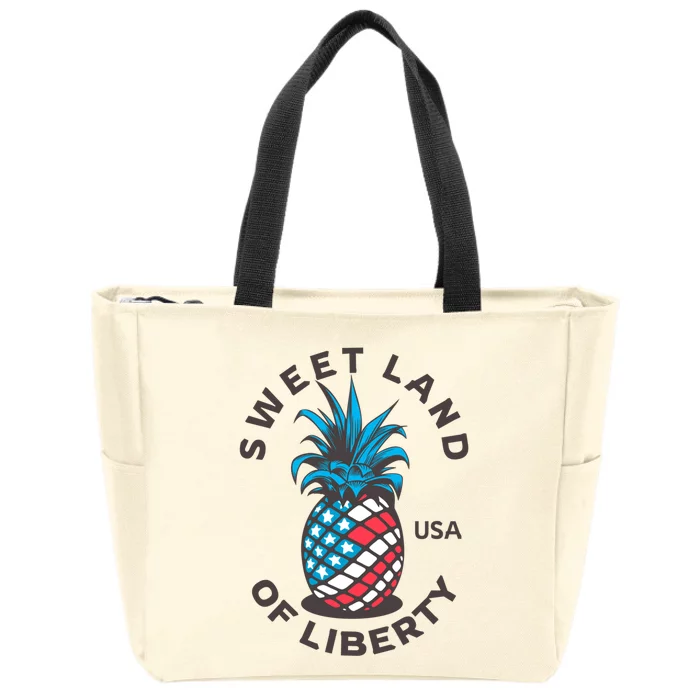 Patriotic Pineapple American Flag Sweet Land Of Liberty Usa Gift Zip Tote Bag