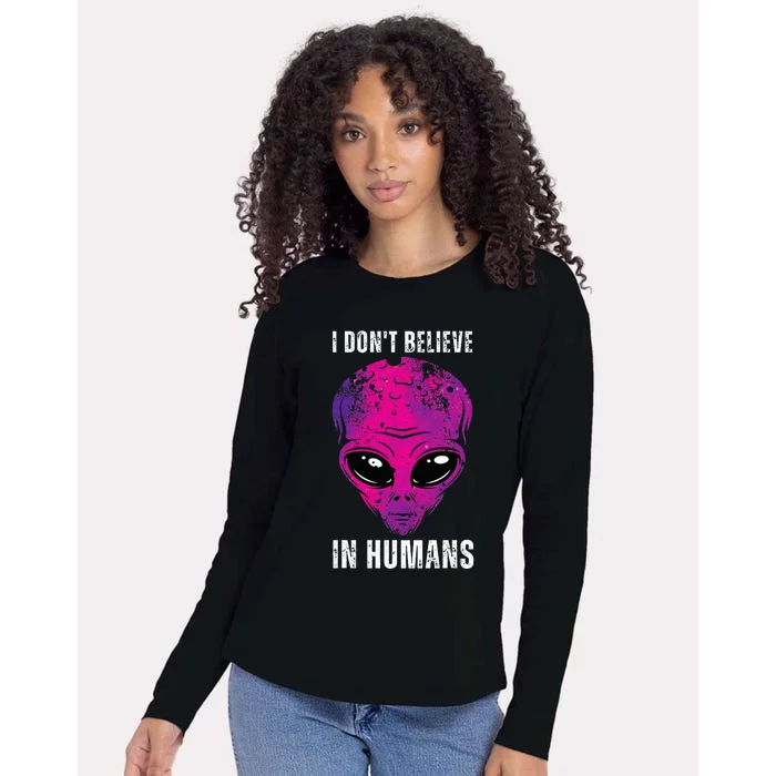 Purple Pink Alien Face Halloween Costume Funny Womens Cotton Relaxed Long Sleeve T-Shirt