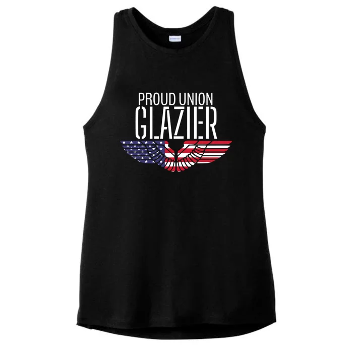 Patriotic Proud American Pro Trade Union Window Glazier Funny Gift Ladies Tri-Blend Wicking Tank