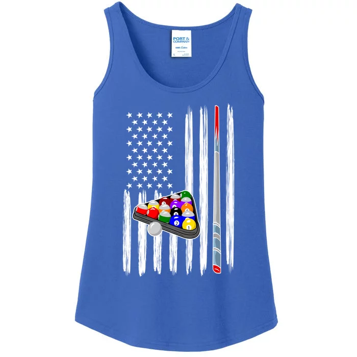 Pool Player Billiards Cue Balls Distressed American Flag Gift Ladies Essential Tank