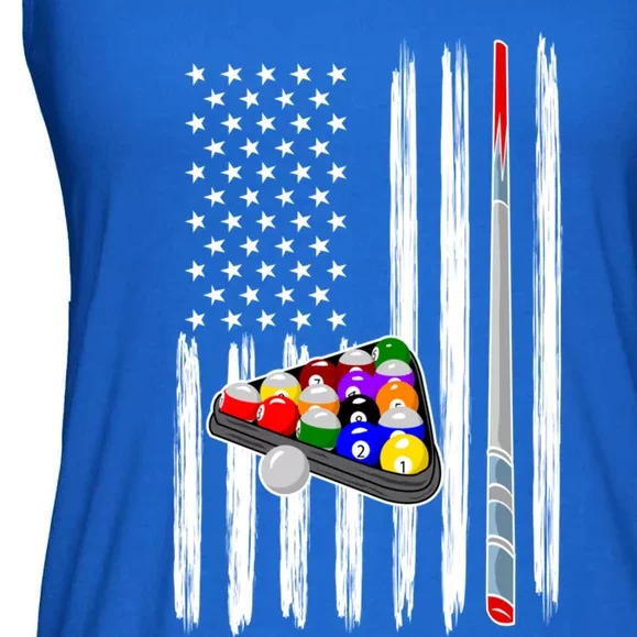 Pool Player Billiards Cue Balls Distressed American Flag Gift Ladies Essential Flowy Tank