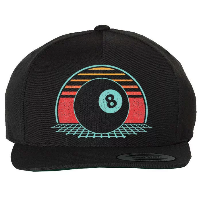 Pool Player Billiards Lover 8 Ball Retro Vintage 80s Style Wool Snapback Cap