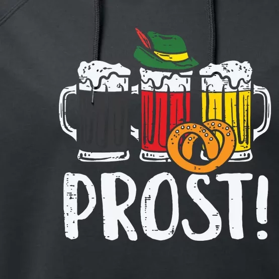 Prost Pretzel Bavarian Beers German Oktoberfest Performance Fleece Hoodie