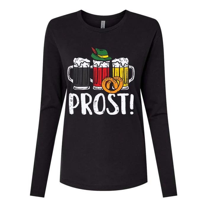 Prost Pretzel Bavarian Beers German Oktoberfest Womens Cotton Relaxed Long Sleeve T-Shirt