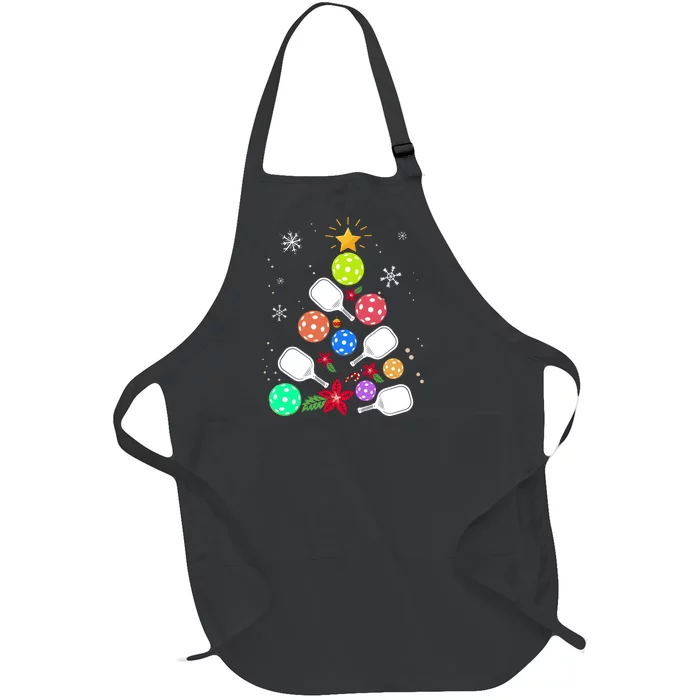 Pickleball Pickle Ball Christmas Tree Full-Length Apron With Pocket