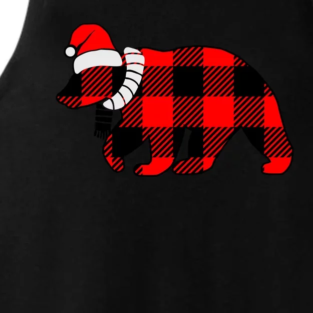 Plaid Polar Bear Christmas Holiday Ladies Tri-Blend Wicking Tank