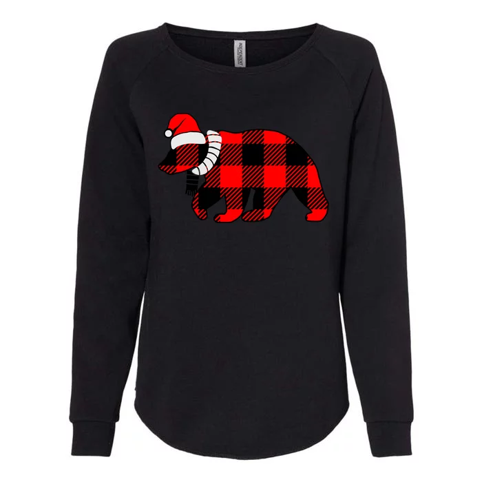 Plaid Polar Bear Christmas Holiday Womens California Wash Sweatshirt