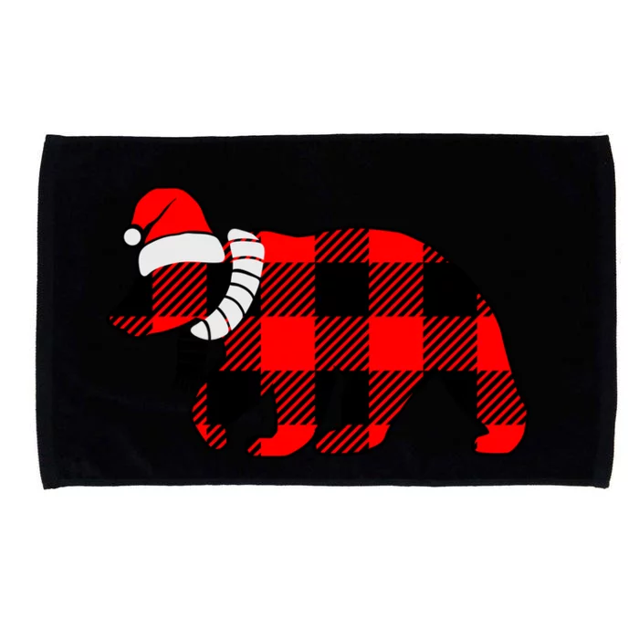 Plaid Polar Bear Christmas Holiday Microfiber Hand Towel