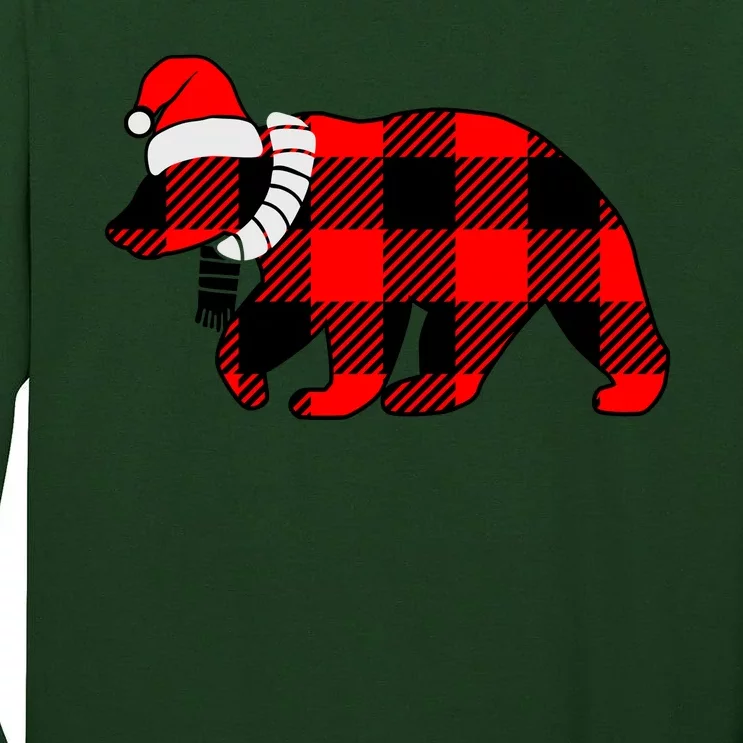 Plaid Polar Bear Christmas Holiday Tall Long Sleeve T-Shirt