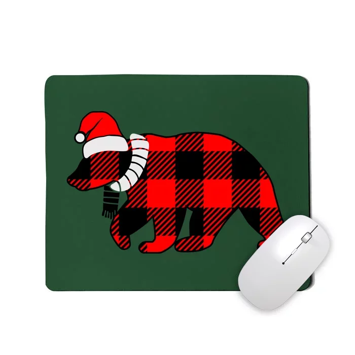 Plaid Polar Bear Christmas Holiday Mousepad