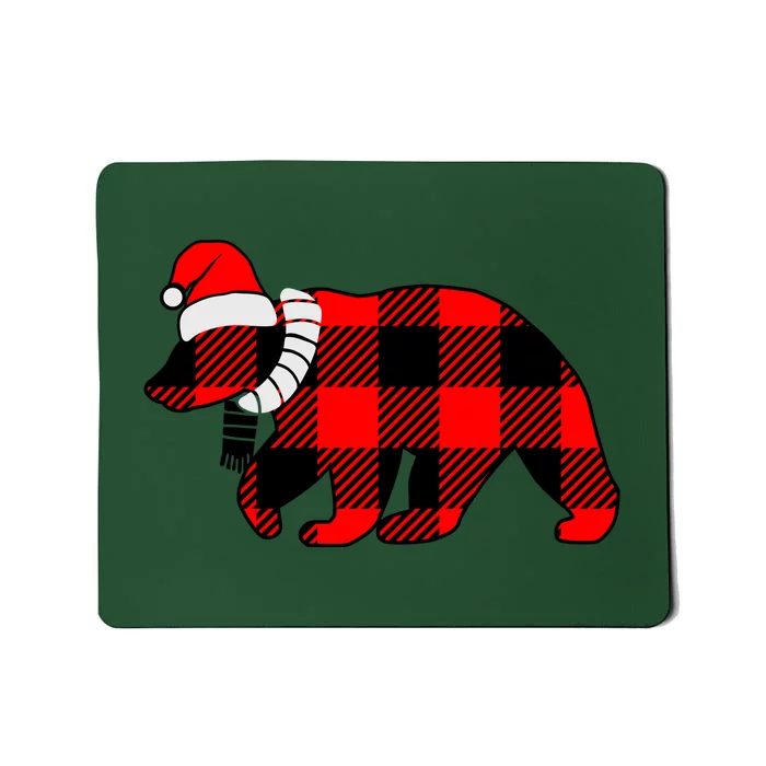 Plaid Polar Bear Christmas Holiday Mousepad