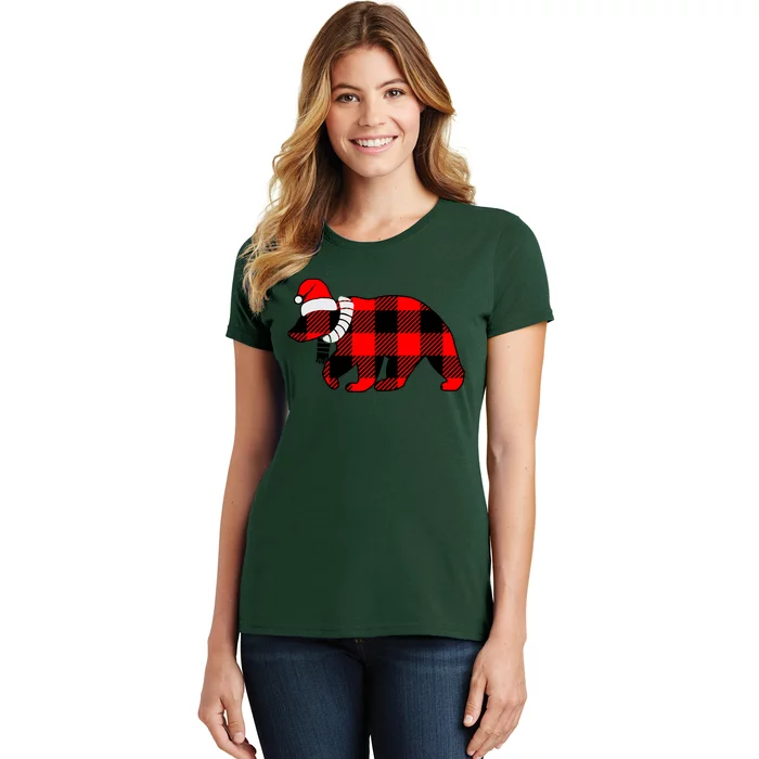 Plaid Polar Bear Christmas Holiday Women's T-Shirt