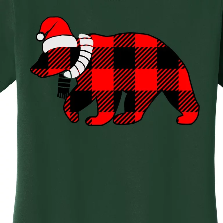 Plaid Polar Bear Christmas Holiday Women's T-Shirt