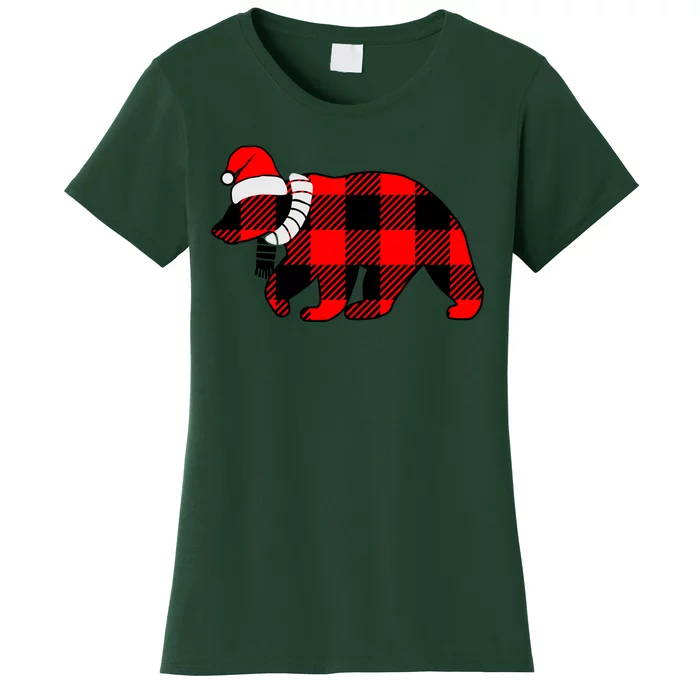 Plaid Polar Bear Christmas Holiday Women's T-Shirt